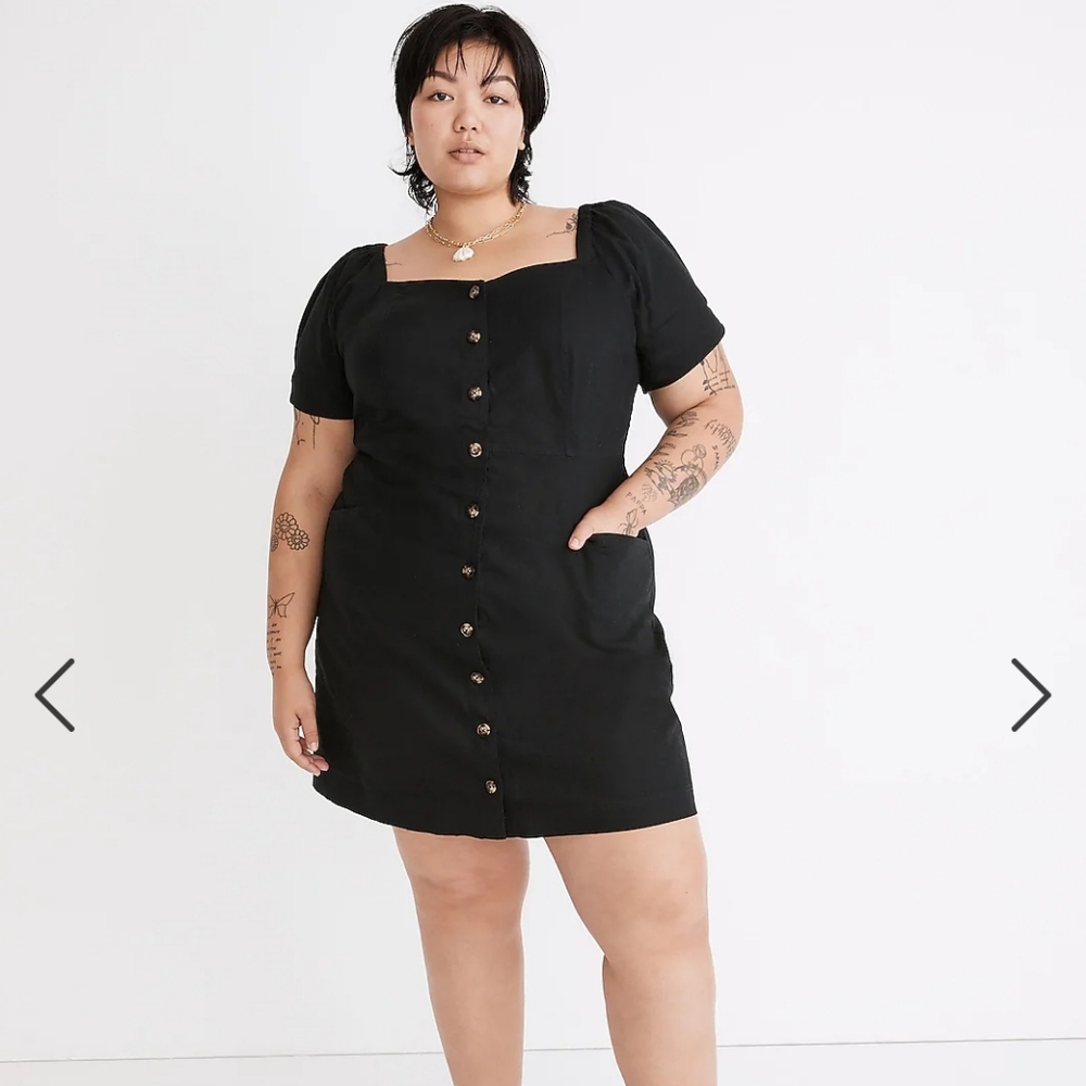 Madewell Plus linen cotton puff sleeve dress